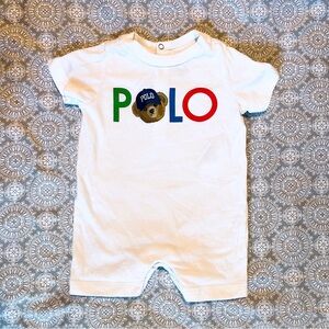 Polo by Ralph Lauren White Bodysuit with Red, Green, Blue Accents